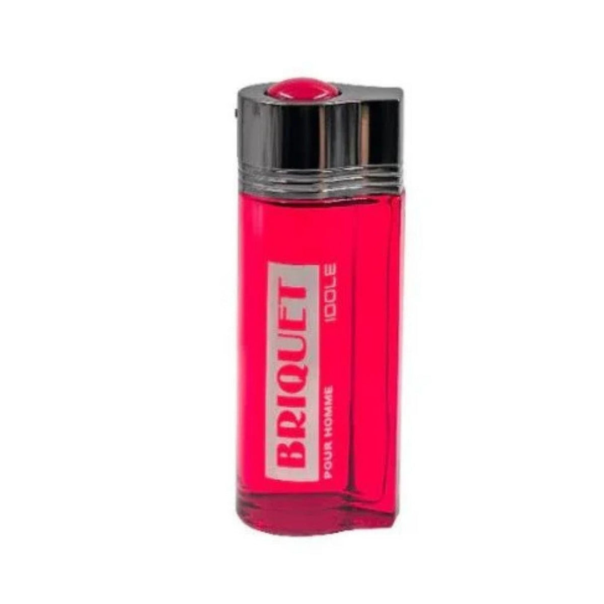 Refect Beauty Briquet Idole Pour Homme Eau de Parfum in a sleek red glass bottle with a metallic silver cap