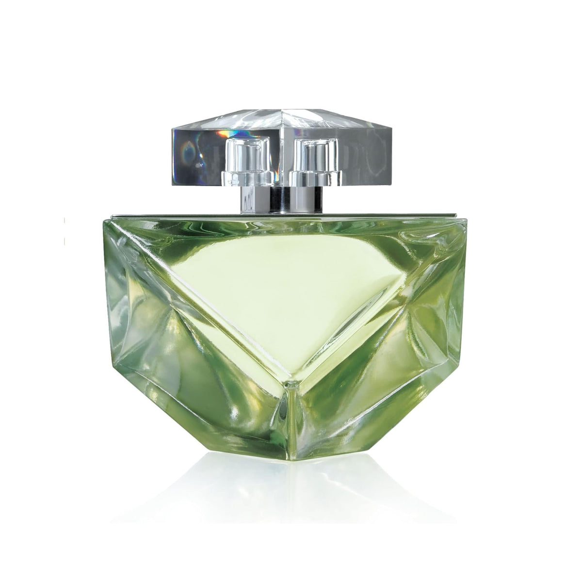 Refect Beauty Britney Spears Believe Eau de Parfum in a geometric light green glass bottle with a clear crystal cap.