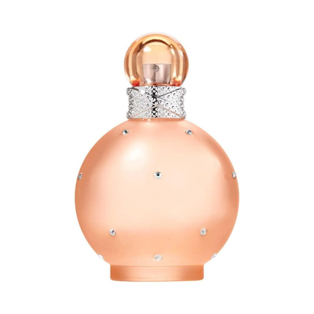 Refect Beauty Britney Spears Fantasy Naked Eau de Toilette in a round peach-toned bottle with crystal accents.