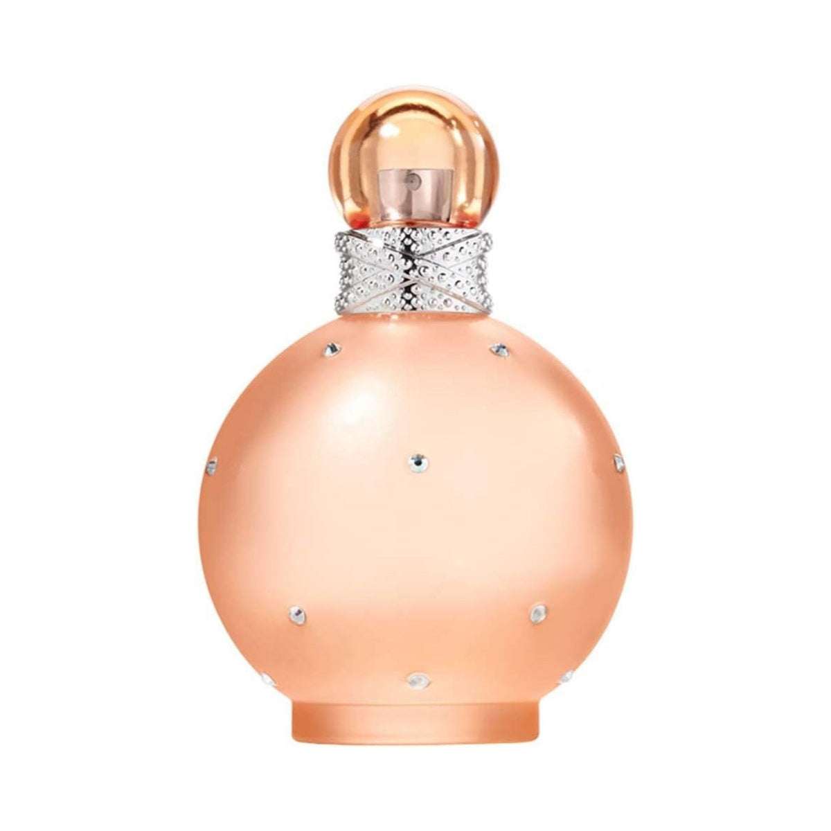 Refect Beauty Britney Spears Fantasy Naked Eau de Toilette in a round peach-toned bottle with crystal accents.