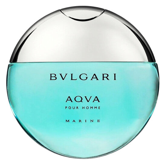 Refect Beauty Bulgari Aqva Marine eau de toilette for men in a round turquoise glass bottle with a silver cap
