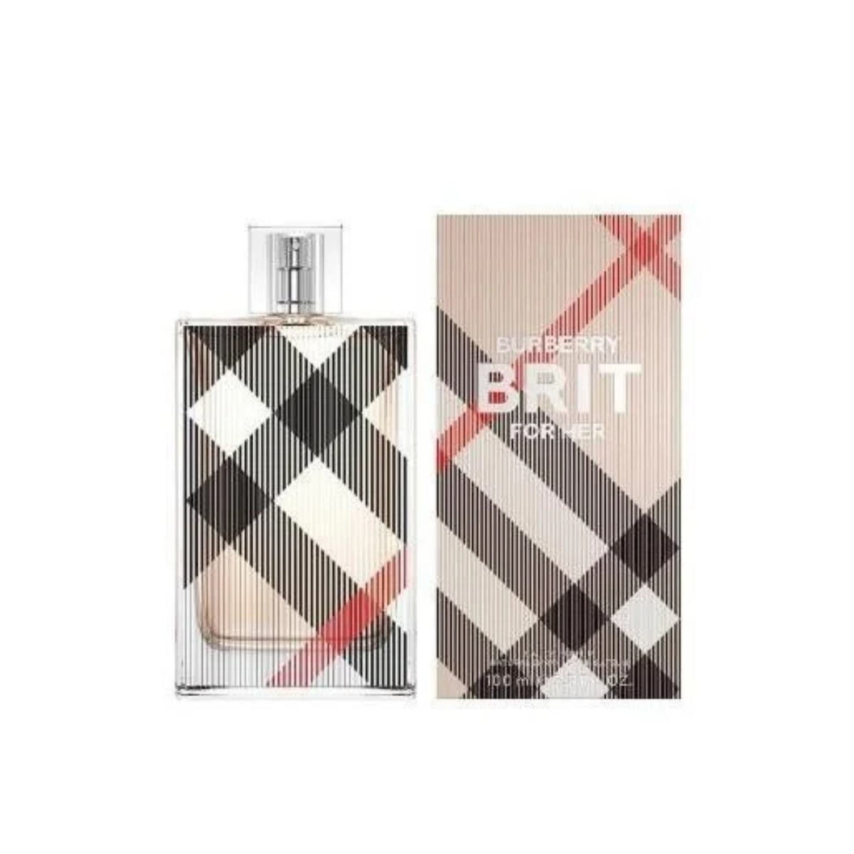 Refect Beauty Burberry Brit For Her Eau de Parfum bottle and box featuring the iconic beige check pattern