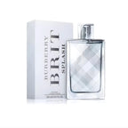 Refect Beauty Burberry Brit Splash Eau de Toilette for men in a clear glass bottle with a signature check pattern.