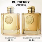 Refect Beauty Burberry Goddess Intense and original Eau de Parfum glass bottles with gold liquid and embossed labels