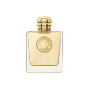 Refect Beauty Burberry Goddess Eau de Parfum in a square glass bottle with a gold medallion and metallic gold cap.