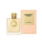 Refect Beauty Burberry Goddess Eau de Parfum bottle and light pink box featuring a gold label and elegant design