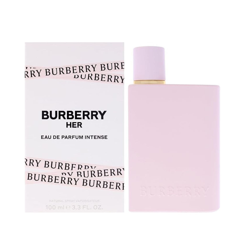 Refect Beauty Burberry Her Eau de Parfum Intense perfume bottle and white box with pink branding
