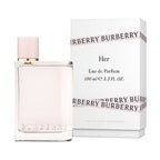 Refect Beauty Burberry Her Eau de Parfum bottle with light pink liquid and matching white gift box packaging.