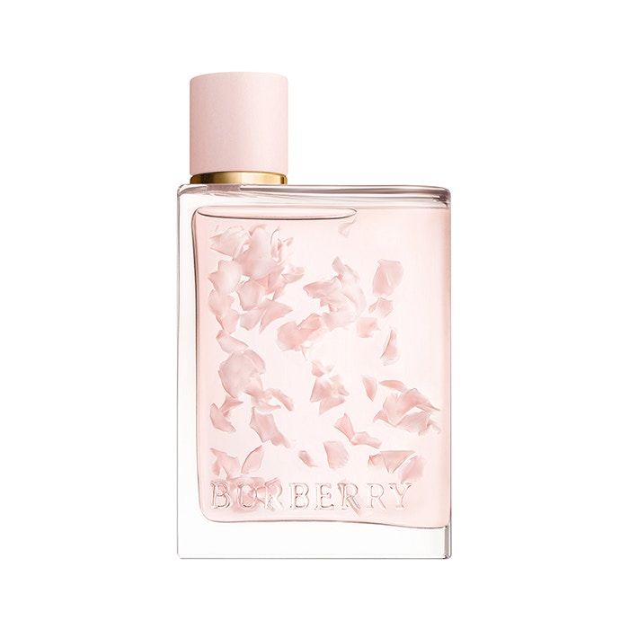 Refect Beauty Burberry Her Petals limited edition perfume bottle with floating pink petals and a soft pink cap