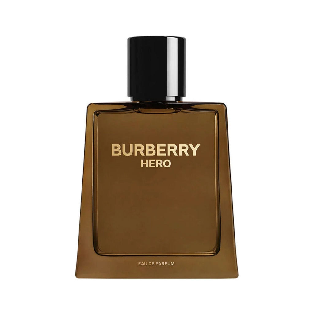 Refect Beauty Burberry Hero Eau de Parfum in a sleek brown glass bottle with a black cap for a masculine fragrance.