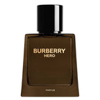 Refect Beauty Burberry Hero Intense Parfum in a dark brown glass bottle with a black cap, woody leather fragrance.