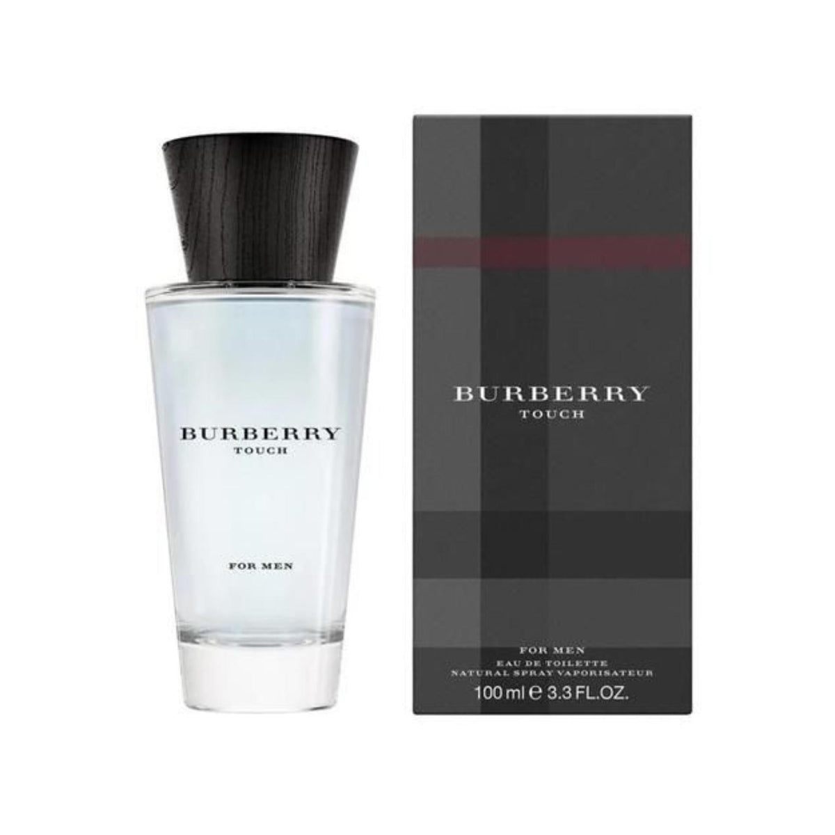 Refect Beauty Burberry Touch for Men Eau de Toilette bottle and grey plaid box packaging