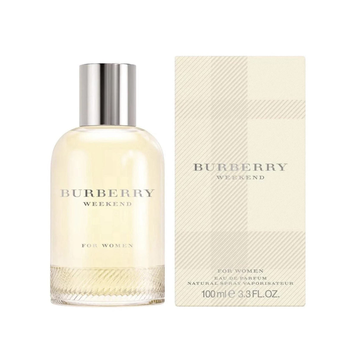 Refect Beauty Burberry Weekend for Women Eau de Parfum bottle and signature beige patterned box
