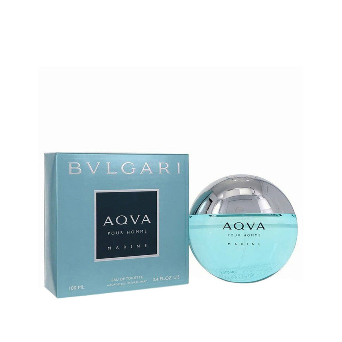 Refect Beauty Bvlgari Aqva Marine Eau de Toilette 100ml men's fragrance with a round blue glass bottle and box