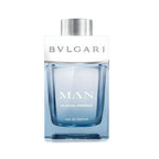 Refect Beauty Bvlgari Man Glacial Essence Eau de Parfum in a sleek blue glass bottle with a silver cap.