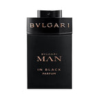 Refect Beauty Bvlgari Man In Black Parfum bottle in matte black with rose gold lettering for a bold men's fragrance.