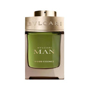 Refect Beauty Bvlgari Man Wood Essence Eau de Parfum in a green glass bottle with a metallic gold cap