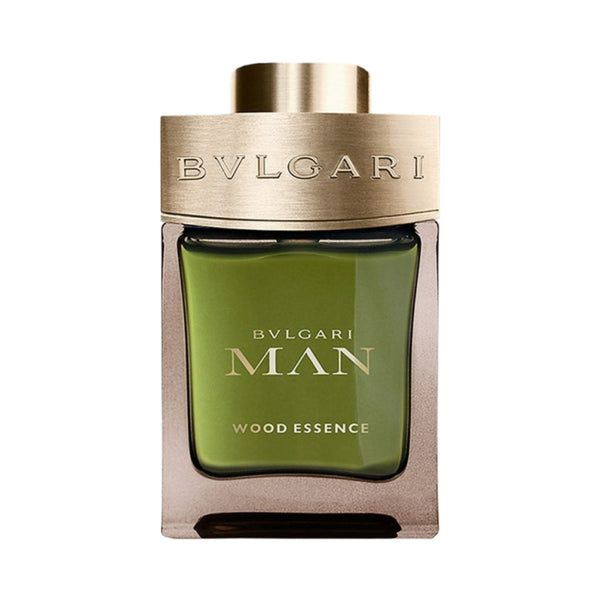 Refect Beauty Bvlgari Man Wood Essence Eau de Parfum in a green glass bottle with a metallic gold cap