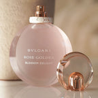 Refect Beauty Bvlgari Rose Goldea Blossom Delight perfume bottle with a soft pink glass design and rose gold cap.