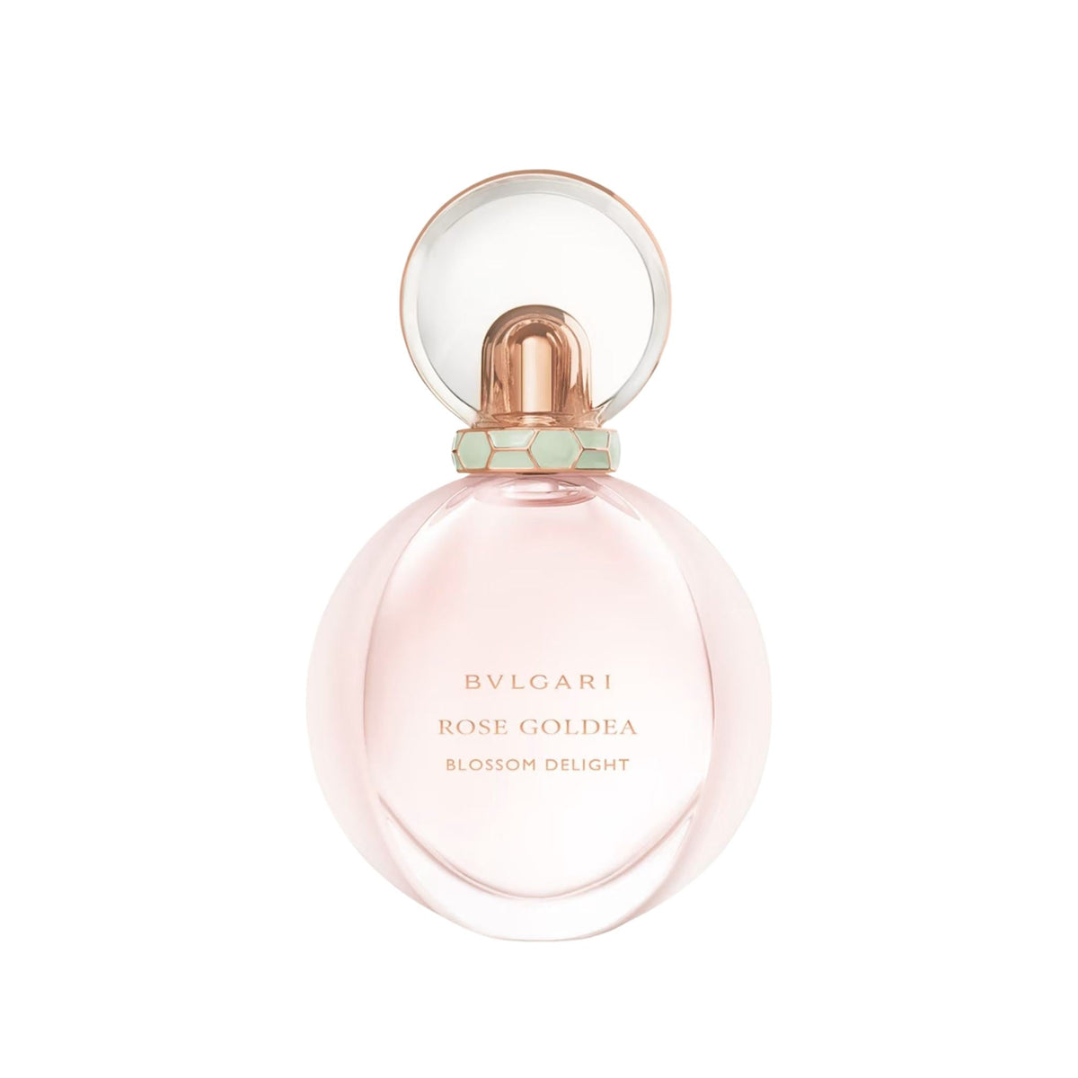Refect Beauty Bvlgari Rose Goldea Blossom Delight perfume bottle with a round pink glass design and rose gold cap