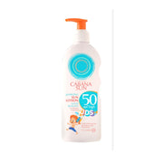 Refect Beauty Cabana Sun SPF 50 protective lotion for kids in a white pump bottle with orange dispenser