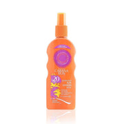 Refect Beauty Cabana Sun SPF 20 protective lotion spray bottle with orange packaging for UVA and UVB sun protection.