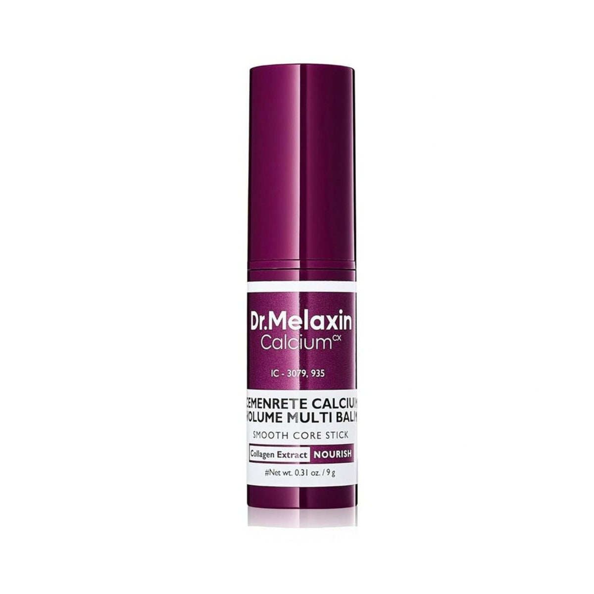 Refect Beauty Dr. Melaxin Cemenrete Calcium Volume Multi Balm in a purple twist-up stick for targeted wrinkle care.