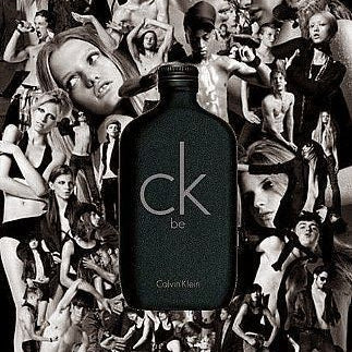 Refect Beauty Calvin Klein CK Be unisex eau de toilette in a matte black bottle against a black and white collage
