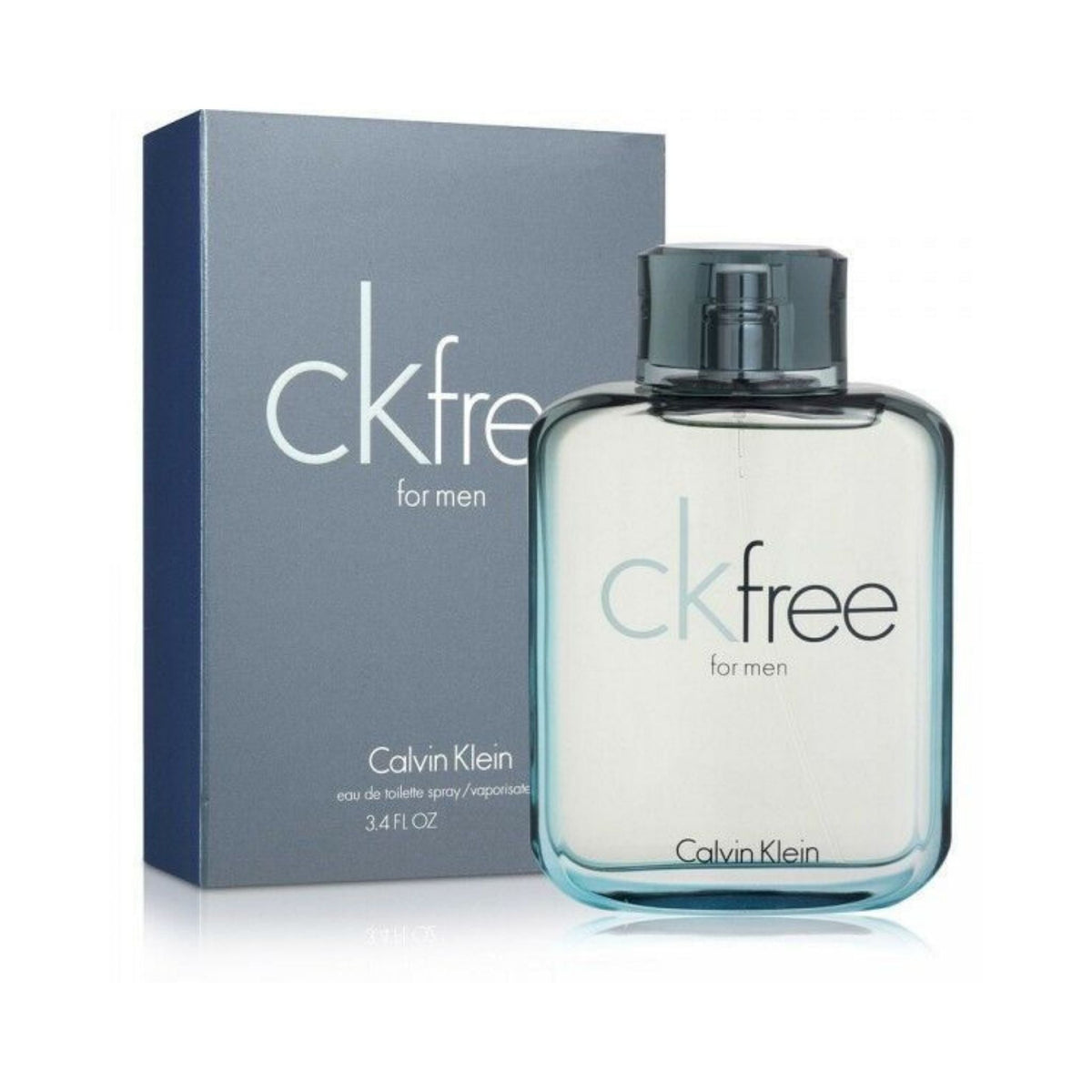 Refect Beauty Calvin Klein CK Free Eau de Toilette for men in a clear glass bottle with a grey box