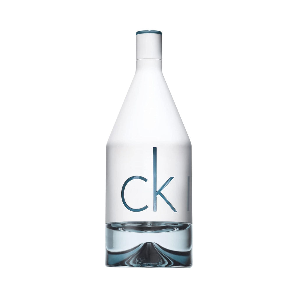Refect Beauty Calvin Klein CK IN2U for Him eau de toilette in a white cylindrical bottle with blue logo lettering