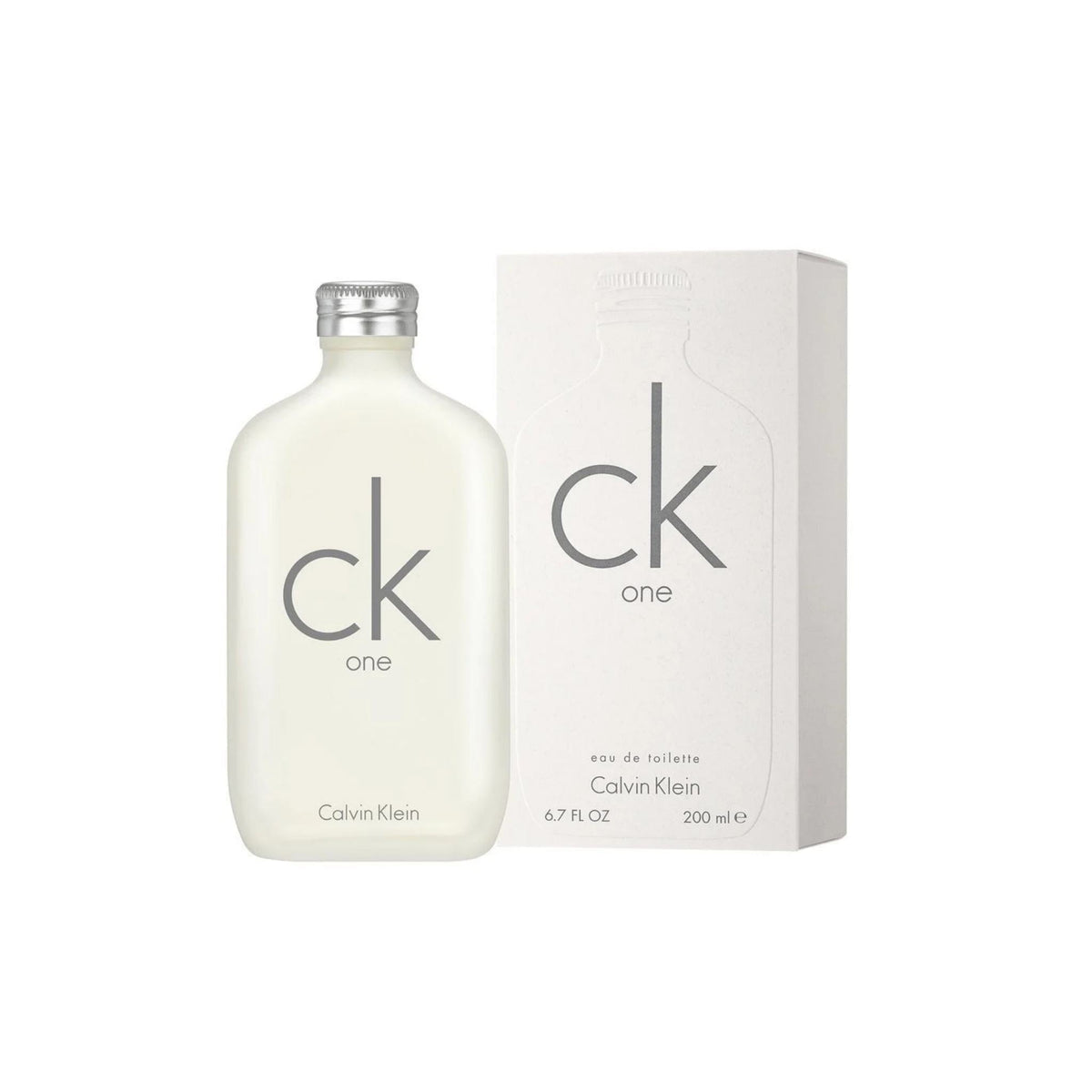 Refect Beauty Calvin Klein CK One unisex eau de toilette fragrance bottle with matching white cardboard packaging