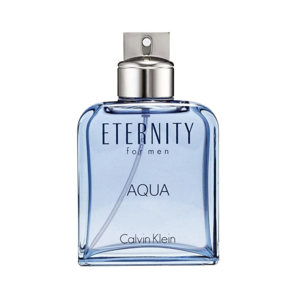 Refect Beauty Calvin Klein Eternity Aqua for Men eau de toilette in a clear blue glass bottle with silver cap
