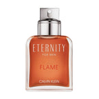 Refect Beauty Calvin Klein Eternity Flame for Men eau de toilette in a rectangular glass bottle with amber liquid.