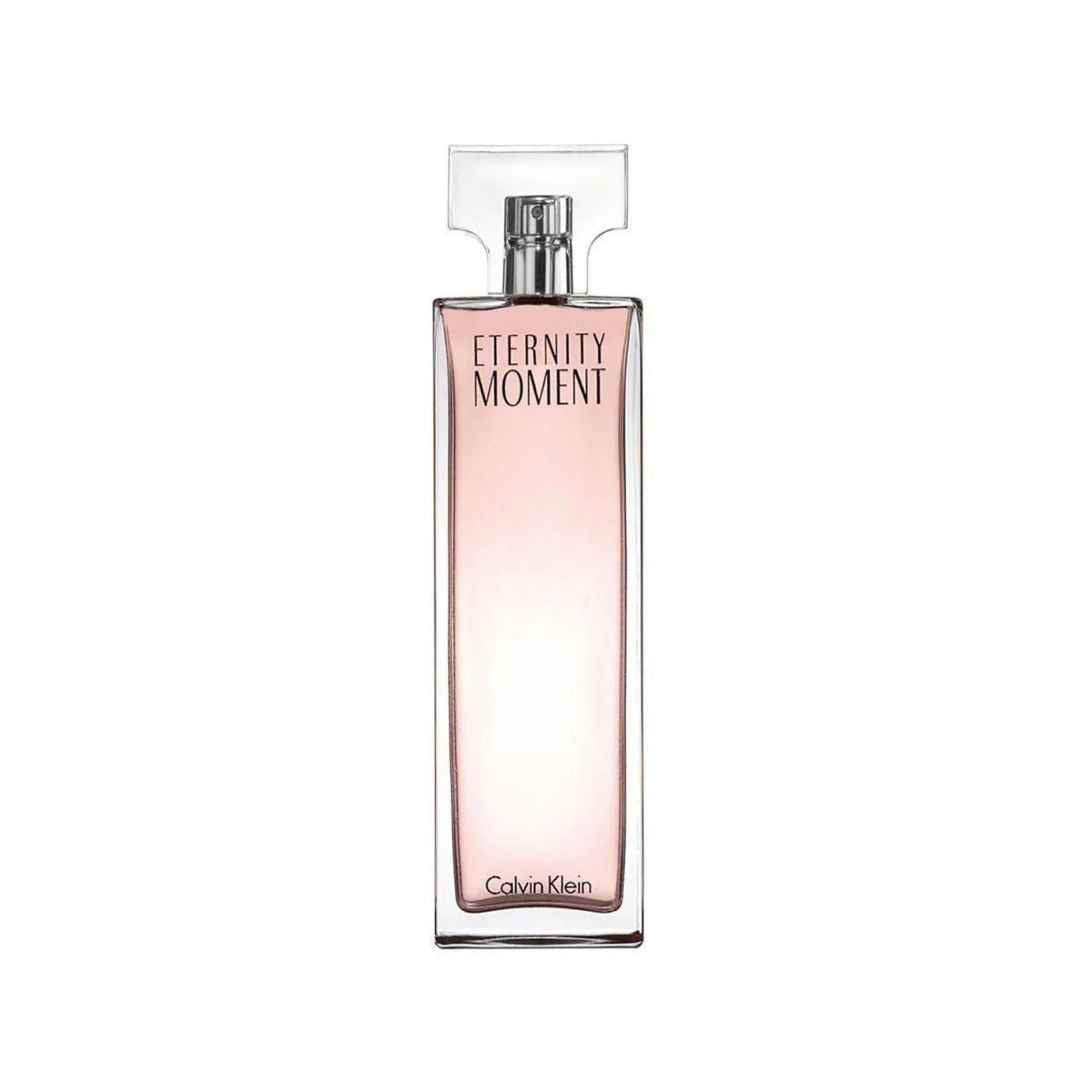 Refect Beauty Calvin Klein Eternity Moment eau de parfum in a tall, elegant pink glass bottle for women.