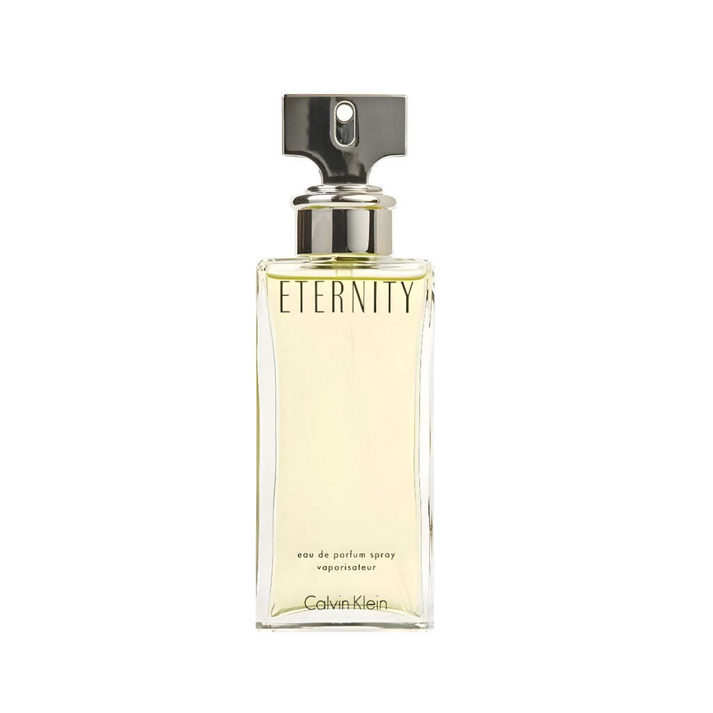 Refect Beauty Calvin Klein Eternity for Women Eau de Parfum in a tall glass bottle with a silver cap