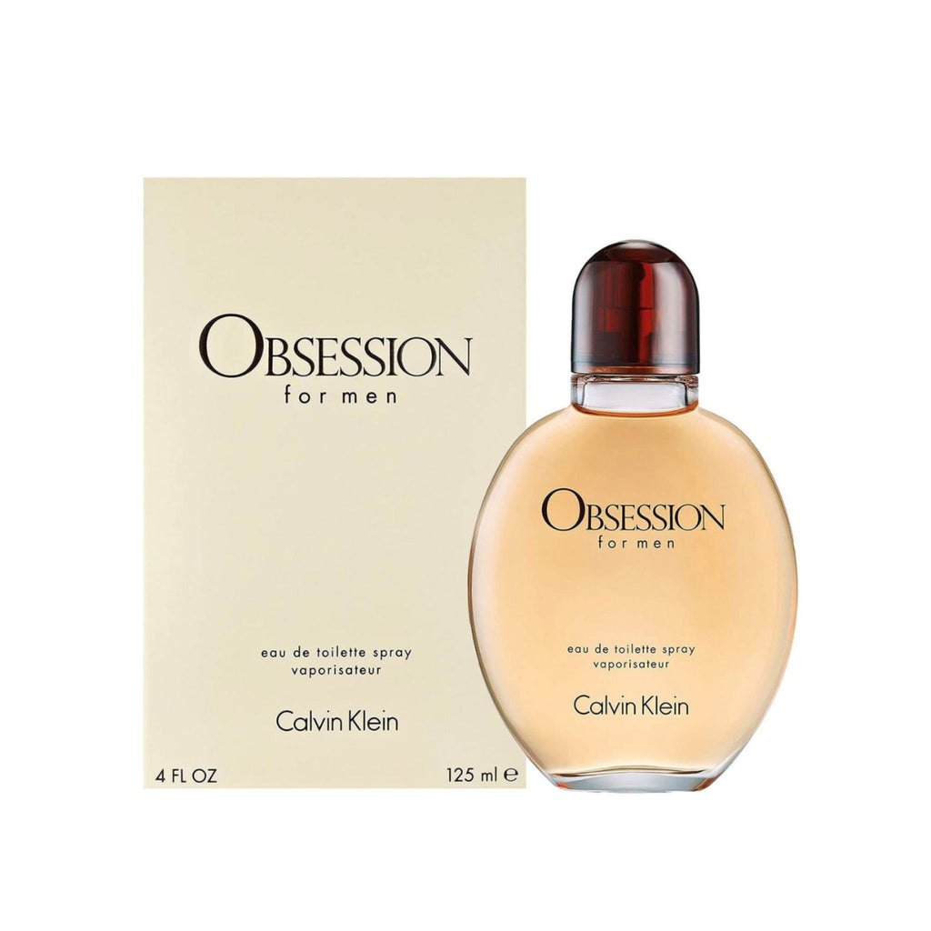 Refect Beauty Calvin Klein Obsession for Men eau de toilette spray bottle with its matching beige product box.