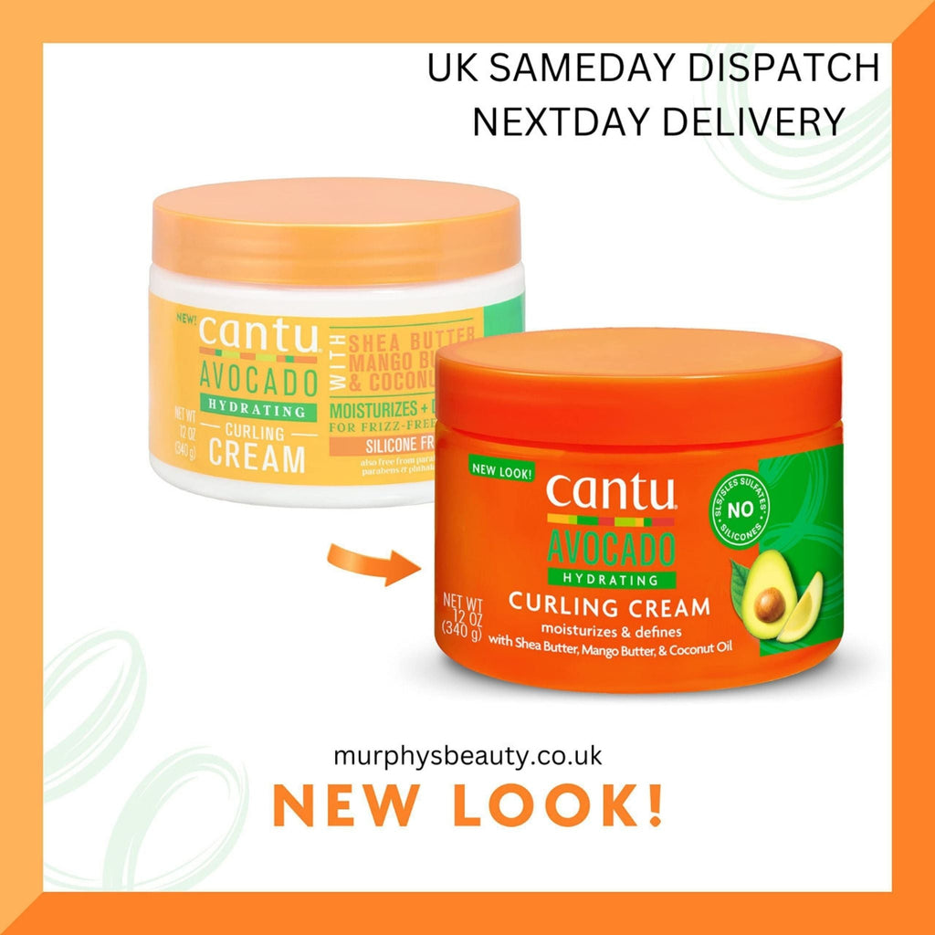 Refect Beauty Cantu Avocado Hydrating Curling Cream jars featuring shea butter, mango butter, and coconut oil formula.