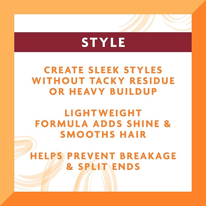 Refect Beauty graphic for Cantu Super Shine Hair Silk highlighting frizz control and lightweight shine benefits.