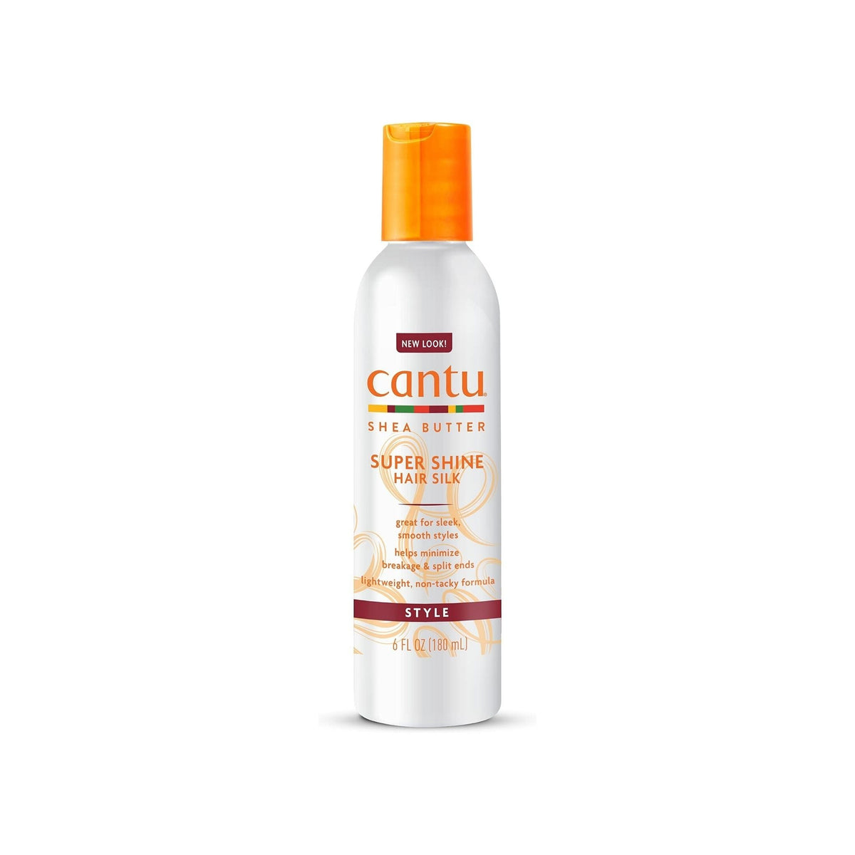 Refect Beauty Cantu Super Shine Hair Silk bottle with orange cap for frizz control and added hair shine