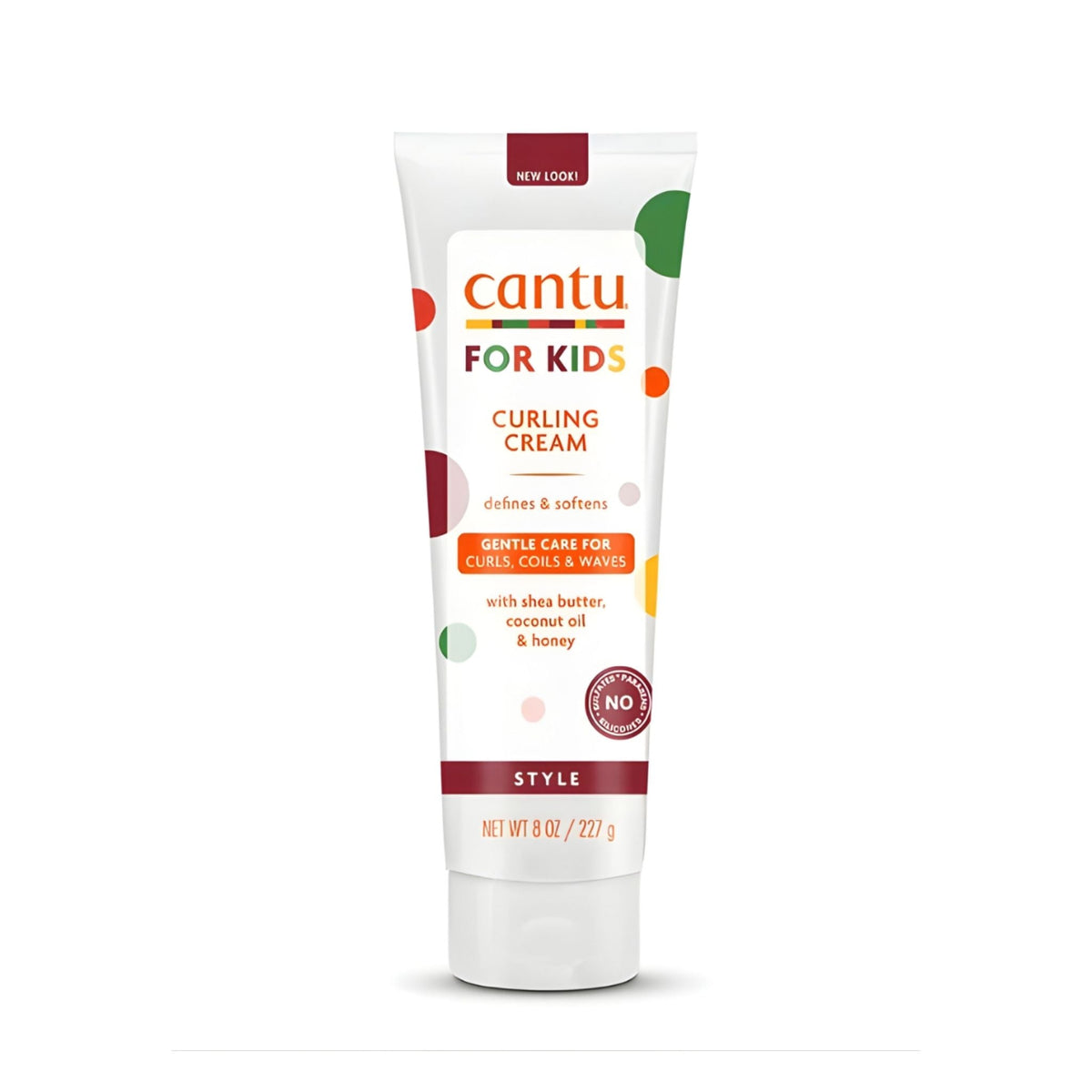 Refect Beauty Cantu Care For Kids Curling Cream in a white squeeze tube with shea butter, coconut oil, and honey.