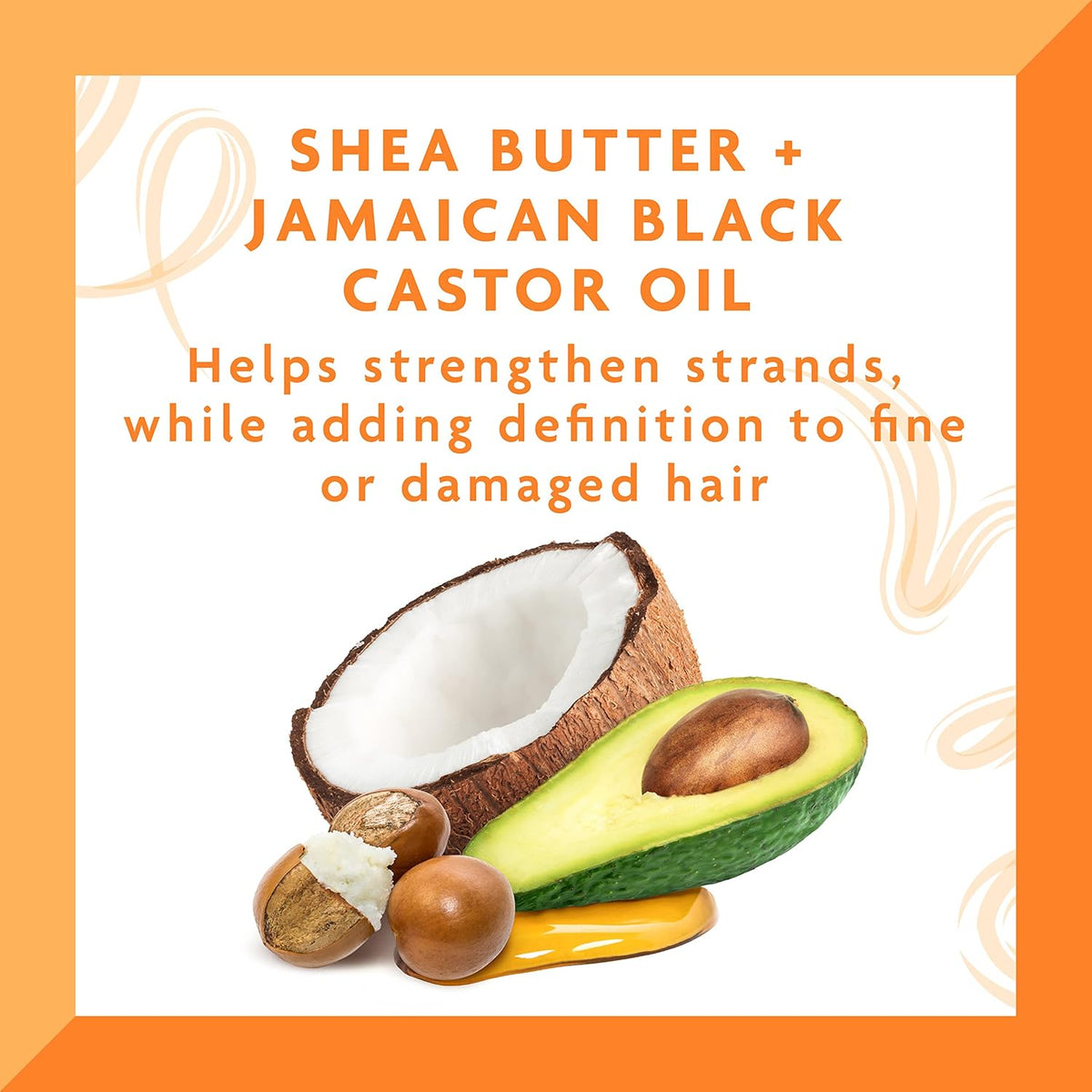 Refect Beauty Cantu styling gel ingredients featuring shea butter, coconut, and avocado for hair strengthening.
