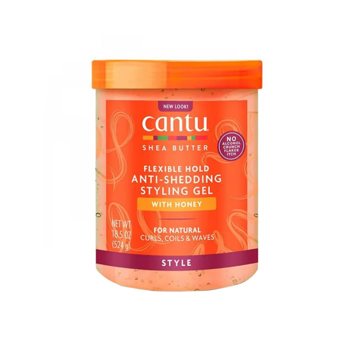 Refect Beauty Cantu Shea Butter anti-shedding styling gel with honey in a 18.5 oz jar for natural curls and coils.