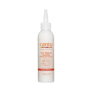 Refect Beauty Cantu Tea Tree & Jojoba Hair & Scalp Oil in a white squeeze bottle with a precision applicator tip.