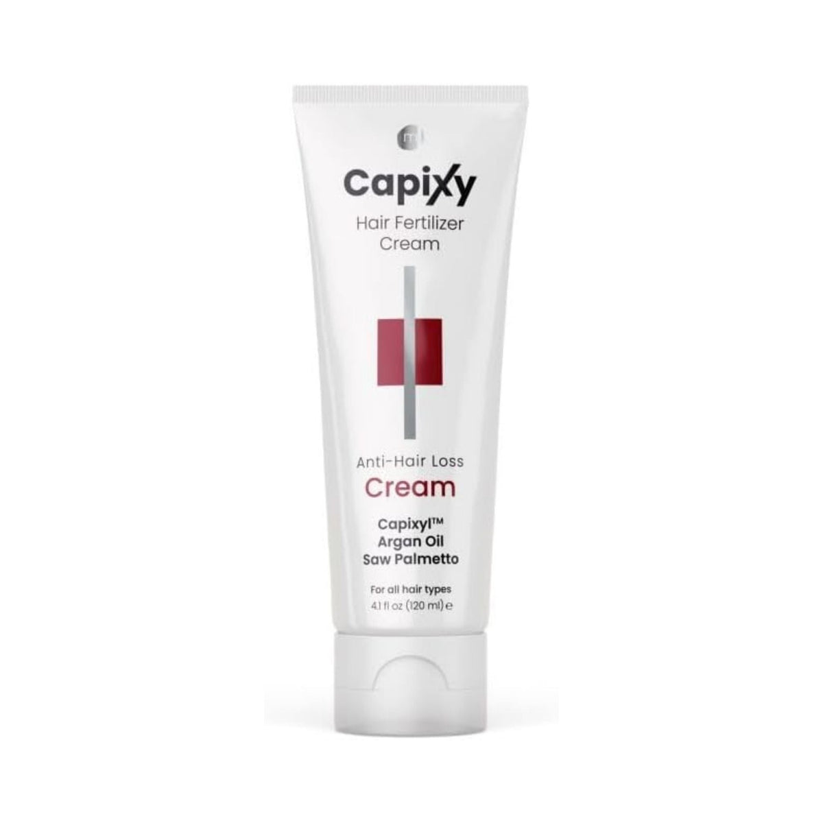 Refect Beauty Capixy hair loss treatment cream in a white squeeze tube with red accents for all hair types