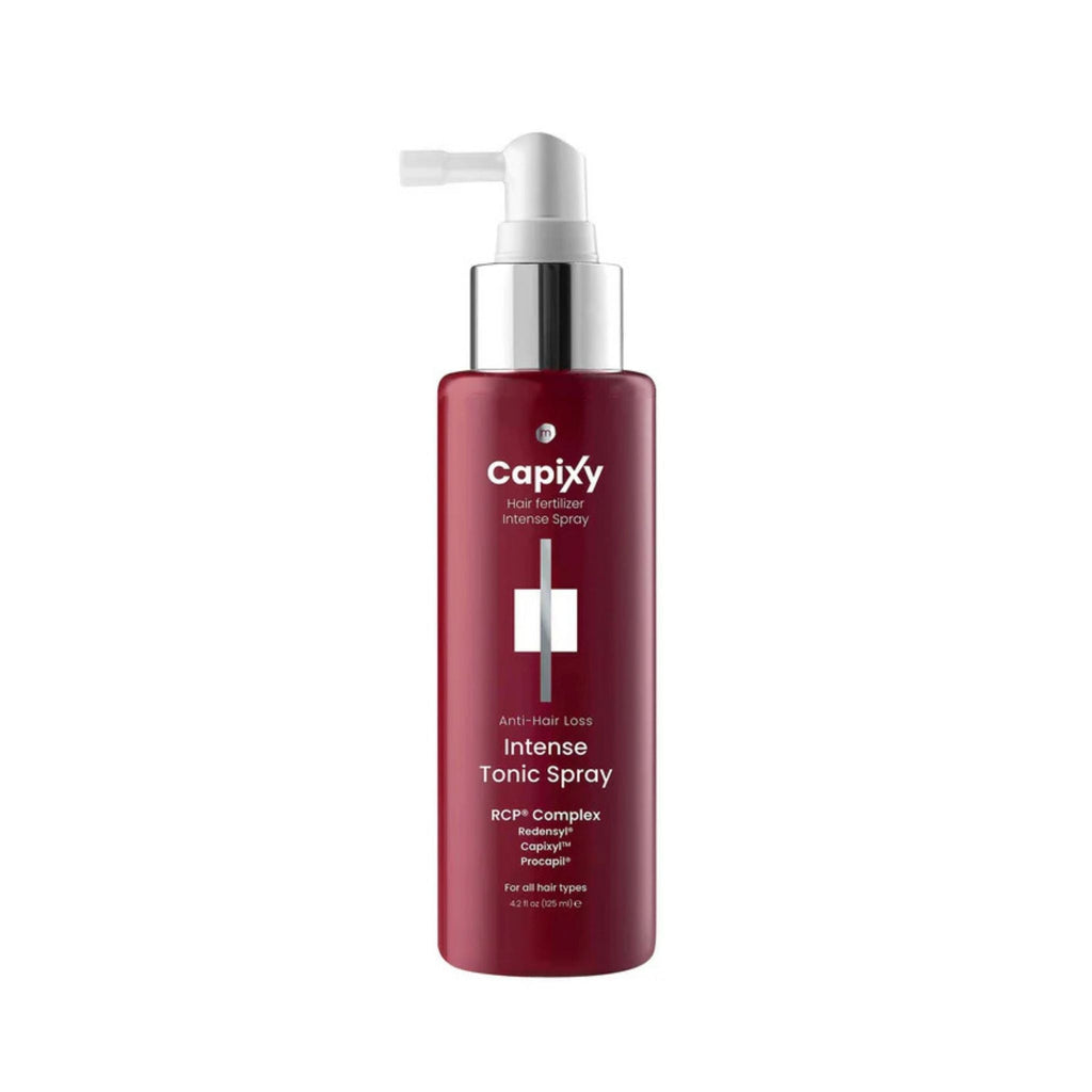 Refect Beauty Capixy intense tonic spray bottle for hair loss treatment with RCP complex in a deep red container.