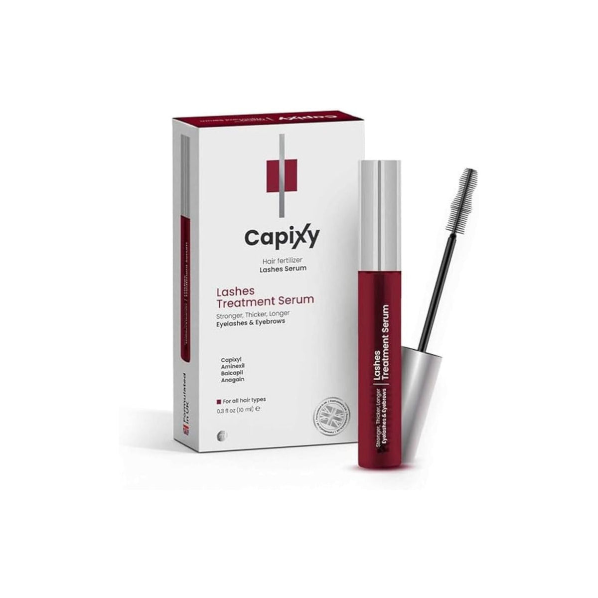 Refect Beauty Capixy Lashes Treatment Serum bottle and packaging box for stronger, thicker eyelashes.