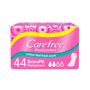 Refect Beauty CAREFREE FlexiComfort ExtraFit panty liners pack of 44 with pink floral design and cotton feel
