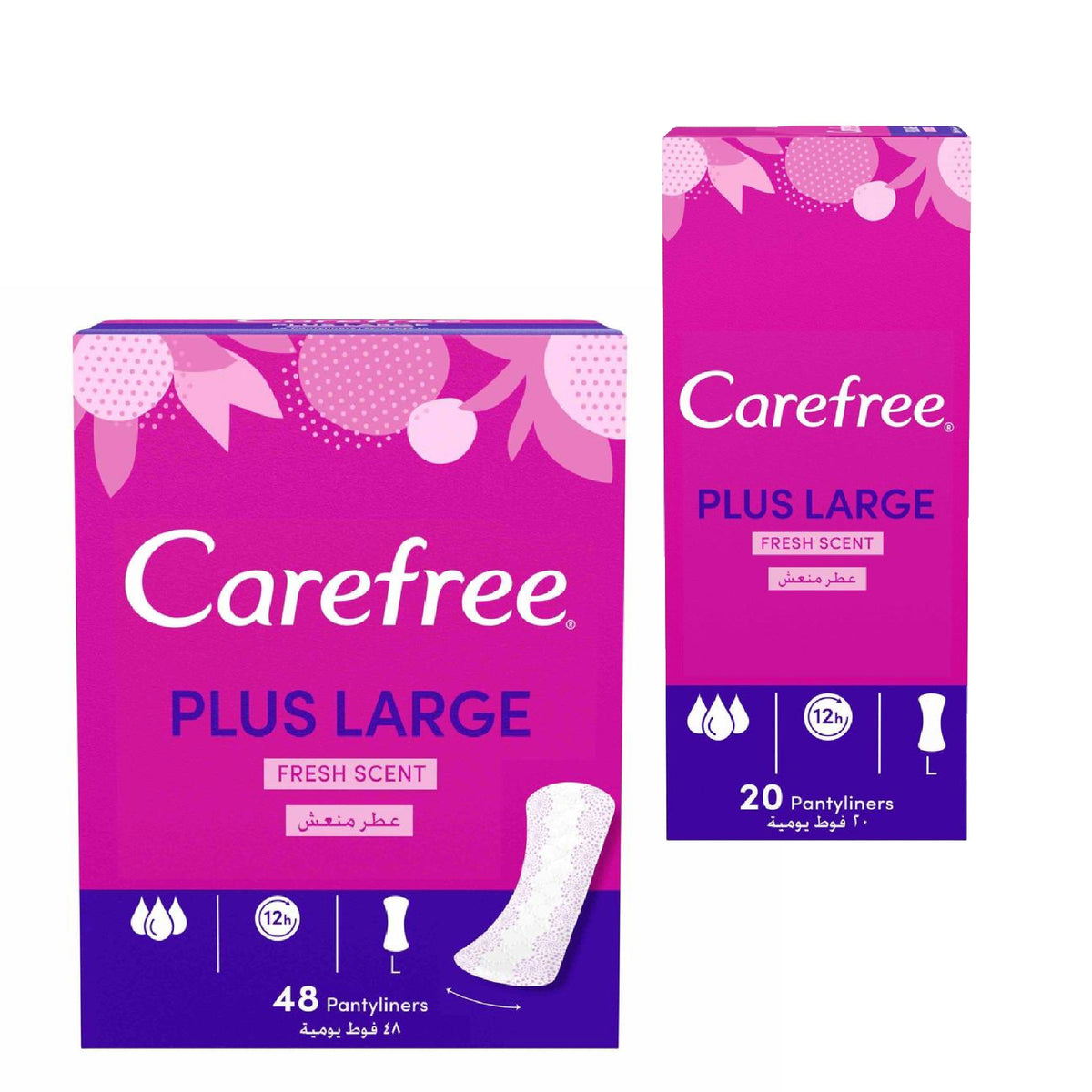 Refect Beauty Carefree Plus Large Fresh Scent panty liners in pink packaging for daily protection and freshness.