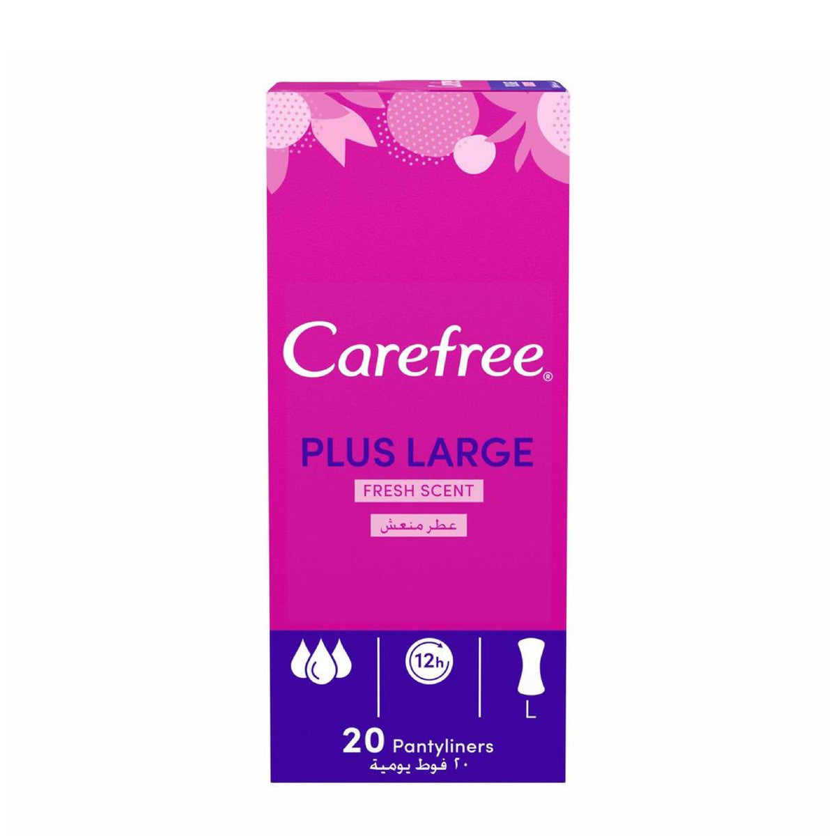 Refect Beauty Carefree Plus Large Fresh Scent panty liners in a bright pink box for daily protection and freshness.