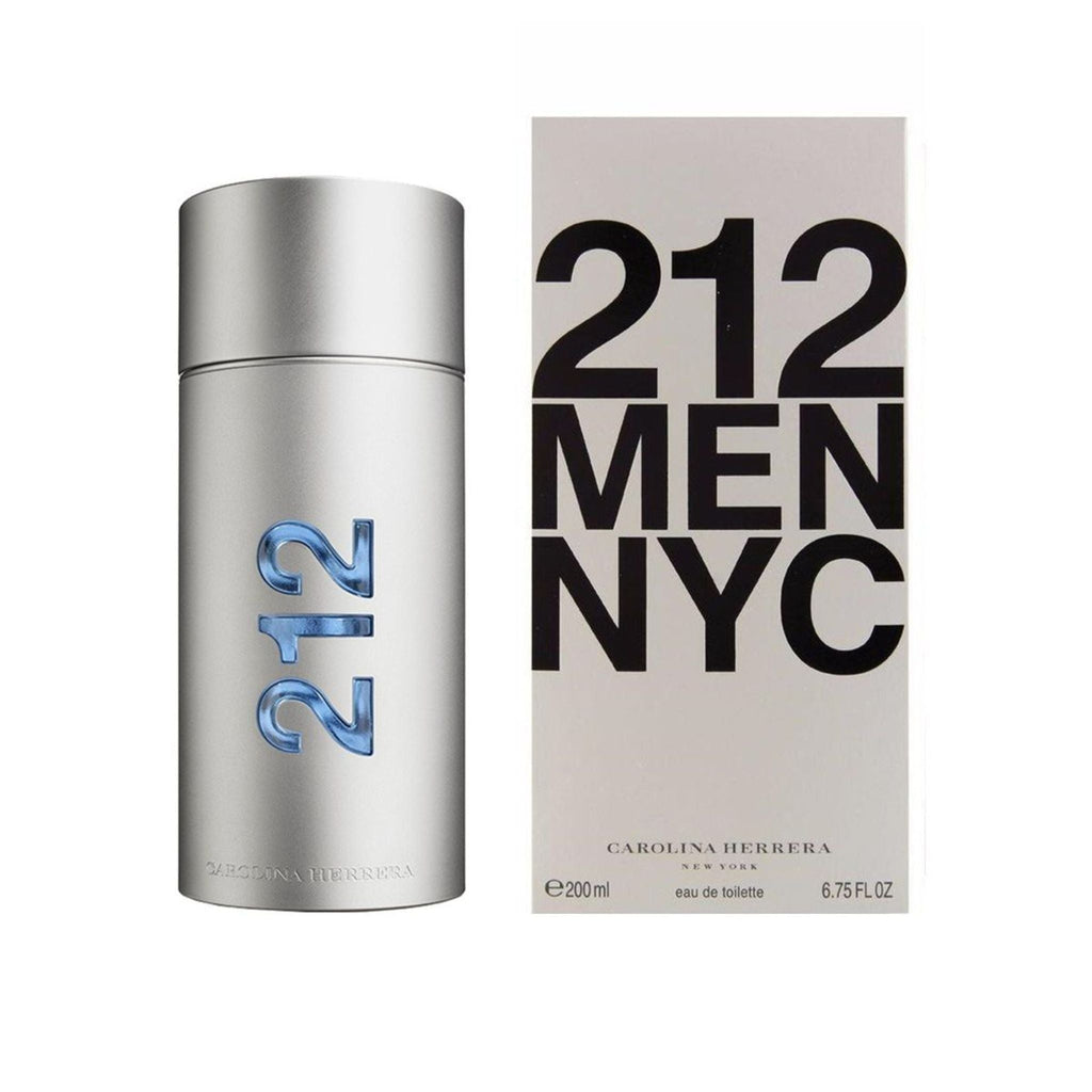 Refect Beauty Carolina Herrera 212 Men NYC Eau de Toilette bottle and box featuring a modern silver design.